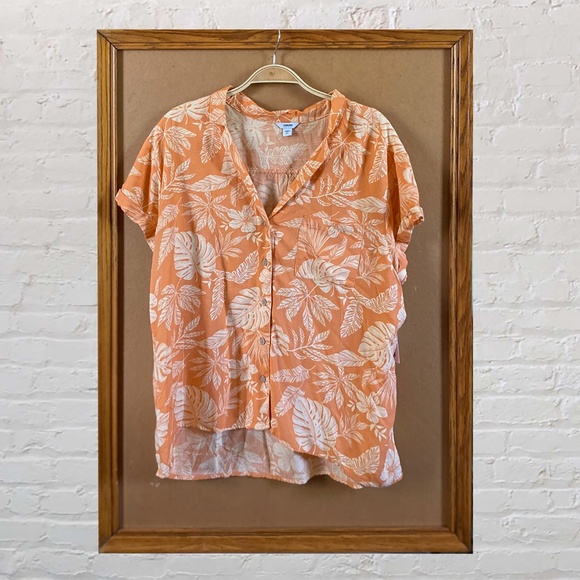 Sonoma Orange Leaf Print Shirt Size X Large - Picture 1 of 6